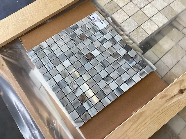 Natuursteen marmer grijs/wit mix mozaïektegel 30,5x30,5 cm 450 stuks - afbeelding 3 van  7