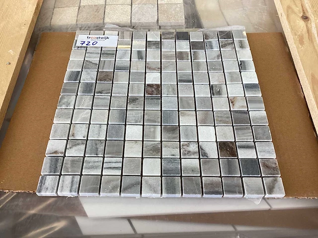 Natuursteen marmer grijs/wit mix mozaïektegel 30,5x30,5 cm 450 stuks - afbeelding 4 van  7