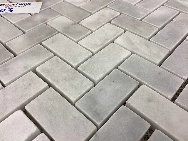 Natuursteen marmer grijs/wit visgraat mozaïektegel 30x30 cm 90 stuks - afbeelding 6 van  7