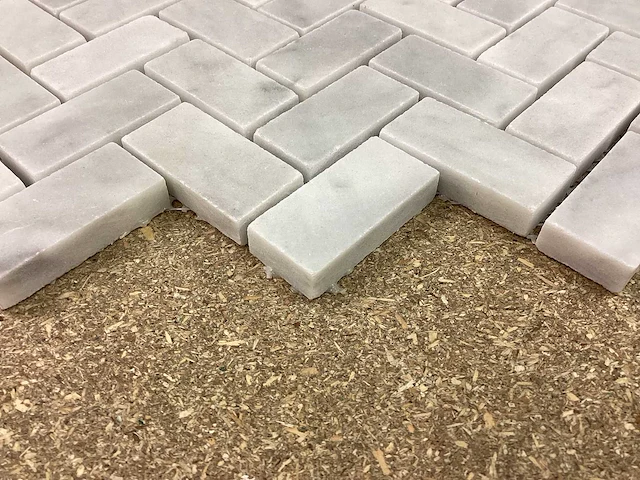 Natuursteen marmer grijs/wit visgraat mozaïektegel 30x30 cm 90 stuks - afbeelding 7 van  7