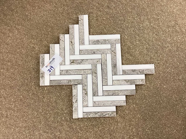 Natuursteen marmer grijs/wit visgraat mozaïektegel 30x30,5 cm 54 stuks - afbeelding 3 van  7