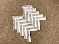 Natuursteen marmer grijs/wit visgraat mozaïektegel 30x30,5 cm 54 stuks - afbeelding 4 van  7