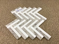 Natuursteen marmer grijs/wit visgraat mozaïektegel 30x30,5 cm 54 stuks - afbeelding 5 van  7