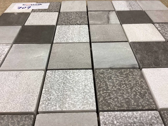 Natuursteen marmer mix kleur 5x5 cm mozaïektegel 30x30 cm 75 stuks - afbeelding 3 van  7
