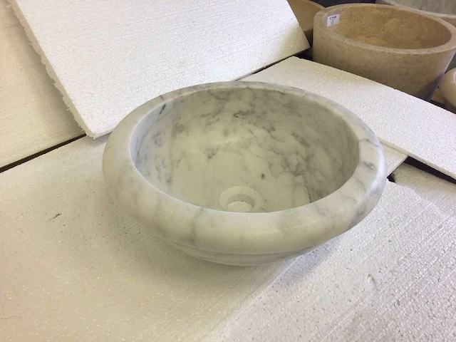 Natuursteen marmer white waskom 40,6x15 cm - afbeelding 4 van  5