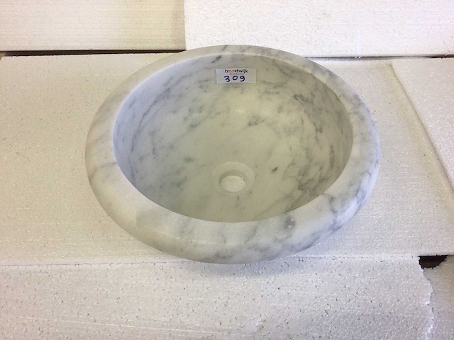 Natuursteen marmer white waskom 40,6x15 cm - afbeelding 1 van  5