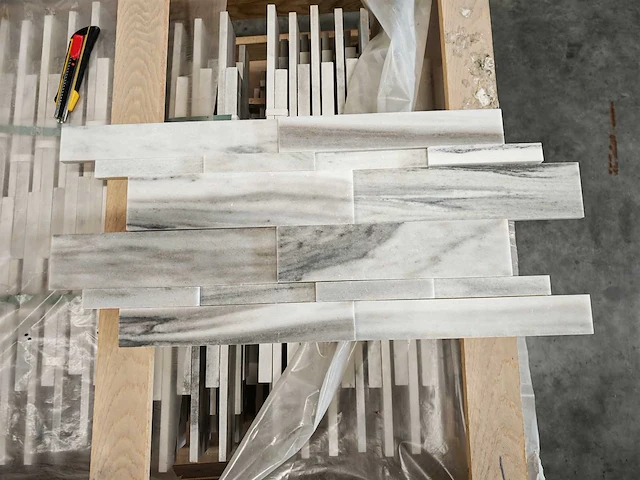 Natuursteen marmer wit wandtegel 15x61x1,2/2 cm 36,8 m² - afbeelding 2 van  6