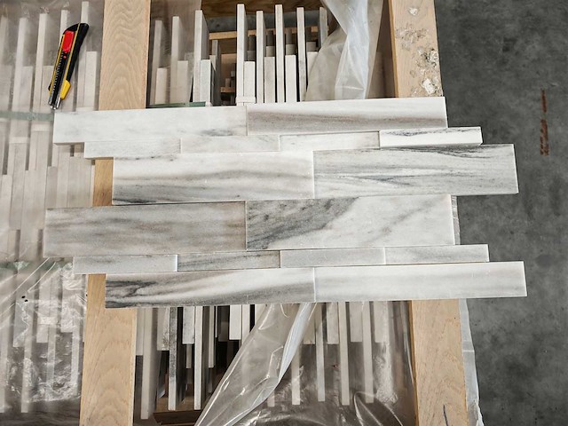 Natuursteen marmer wit wandtegel 15x61x1,2/2 cm 36,8 m² - afbeelding 2 van  6