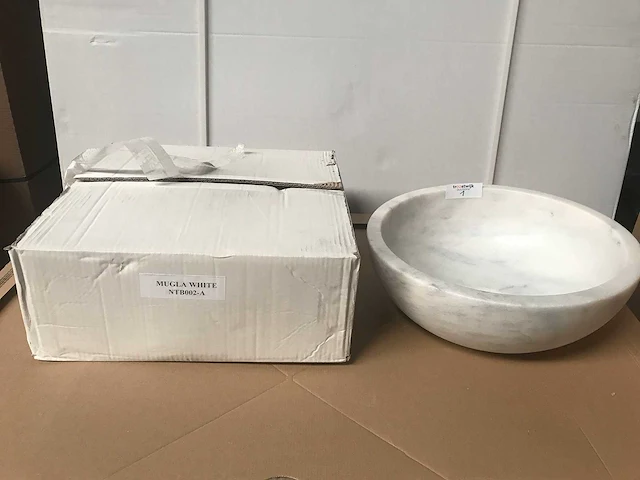 Natuursteen marmer wit waskom 40,6x15 cm - afbeelding 3 van  3