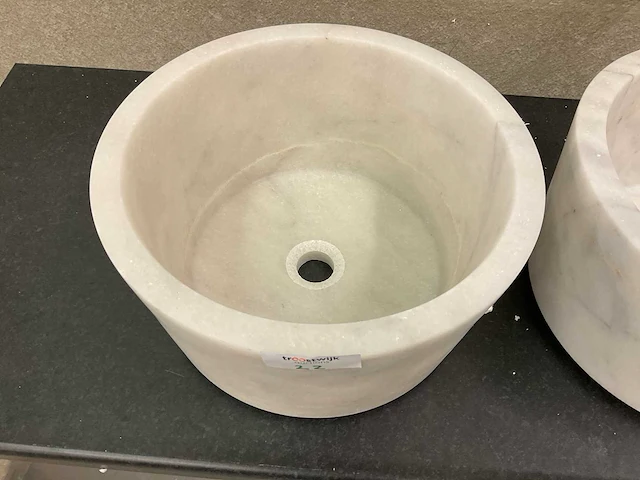 Natuursteen marmer wit waskom 40x21 cm - afbeelding 2 van  2