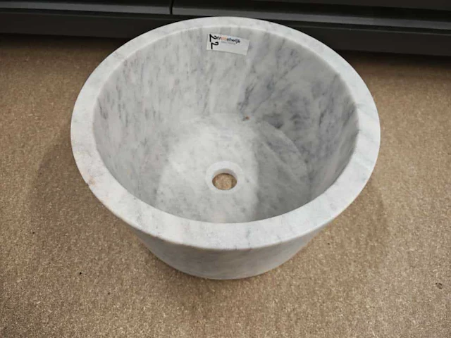 Natuursteen marmer wit waskom 40x21 cm - afbeelding 1 van  4