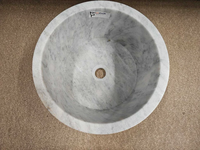Natuursteen marmer wit waskom 40x21 cm - afbeelding 3 van  4
