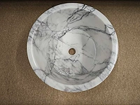 Natuursteen marmer wit/antraciet waskom 40x21 cm - afbeelding 2 van  10