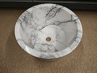 Natuursteen marmer wit/antraciet waskom 40x21 cm - afbeelding 1 van  10