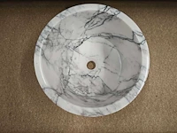 Natuursteen marmer wit/antraciet waskom 40x21 cm - afbeelding 3 van  10