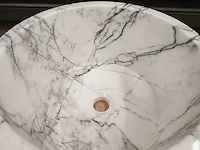 Natuursteen marmer wit/antraciet waskom 40x21 cm - afbeelding 4 van  10