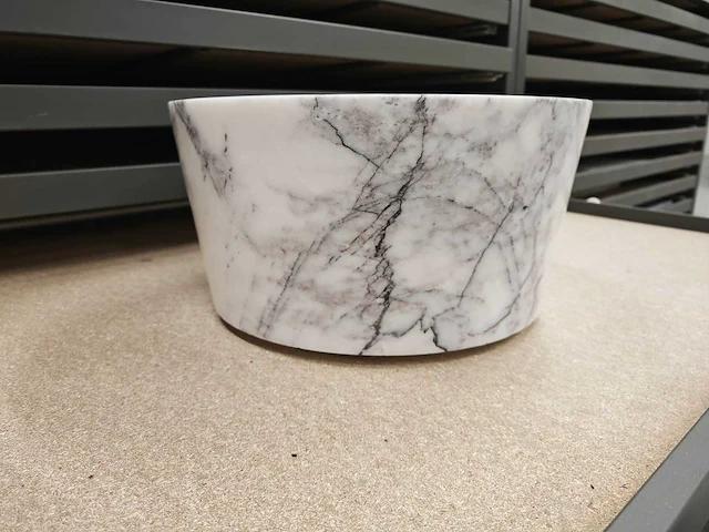 Natuursteen marmer wit/antraciet waskom 40x21 cm - afbeelding 5 van  10