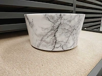 Natuursteen marmer wit/antraciet waskom 40x21 cm - afbeelding 5 van  10
