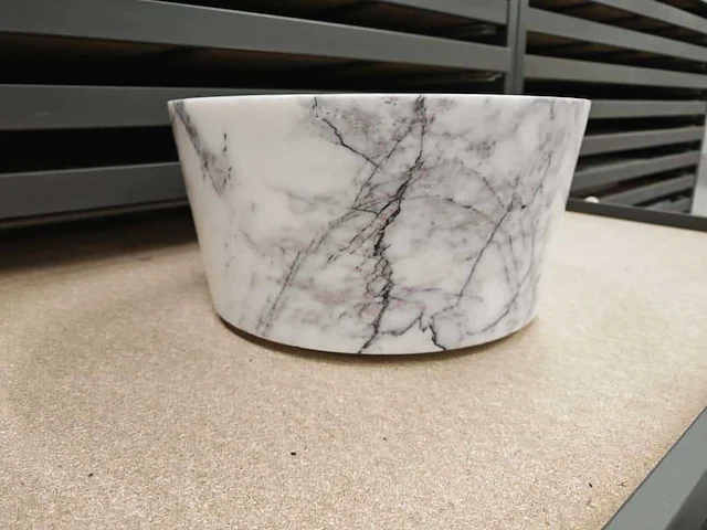 Natuursteen marmer wit/antraciet waskom 40x21 cm - afbeelding 6 van  10