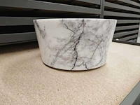 Natuursteen marmer wit/antraciet waskom 40x21 cm - afbeelding 6 van  10