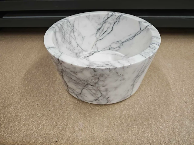Natuursteen marmer wit/antraciet waskom 40x21 cm - afbeelding 10 van  10