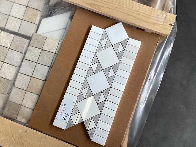 Natuursteen marmer wit/grijs 36x18 cm mozaïektegel 100 stuks - afbeelding 4 van  8