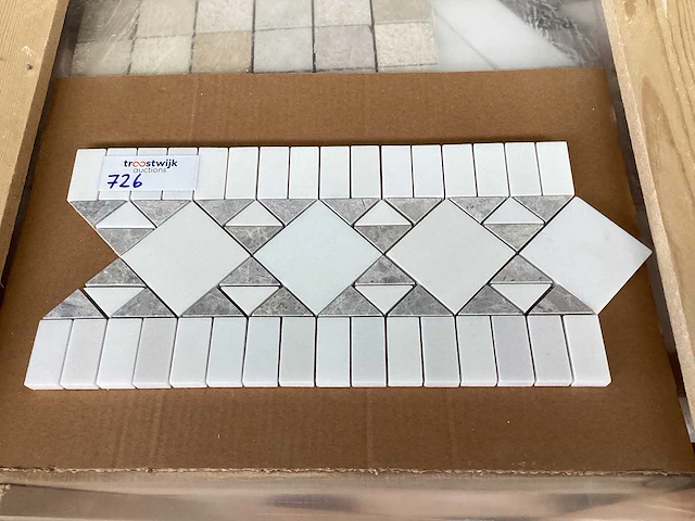 Natuursteen marmer wit/grijs 36x18 cm mozaïektegel 100 stuks - afbeelding 1 van  8