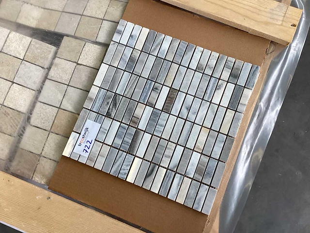 Natuursteen marmer wit/grijs rechthoek 1,5x5 cm mozaïektegel 100 stuks - afbeelding 2 van  7