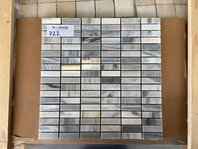 Natuursteen marmer wit/grijs rechthoek 1,5x5 cm mozaïektegel 150 stuks - afbeelding 1 van  7