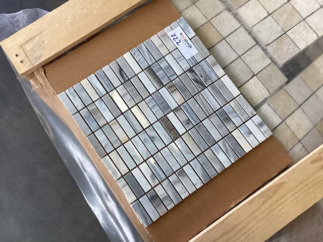 Natuursteen marmer wit/grijs rechthoek 1,5x5 cm mozaïektegel 150 stuks - afbeelding 3 van  7