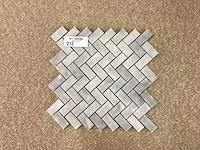 Natuursteen marmer wit/grijs visgraat mozaïektegel 31.5x30 cm 20 stuks - afbeelding 2 van  7