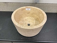 Natuursteen travertin beige waskom 40x21 cm - afbeelding 2 van  4