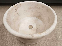 Natuursteen travertin beige waskom 40x21 cm - afbeelding 1 van  8