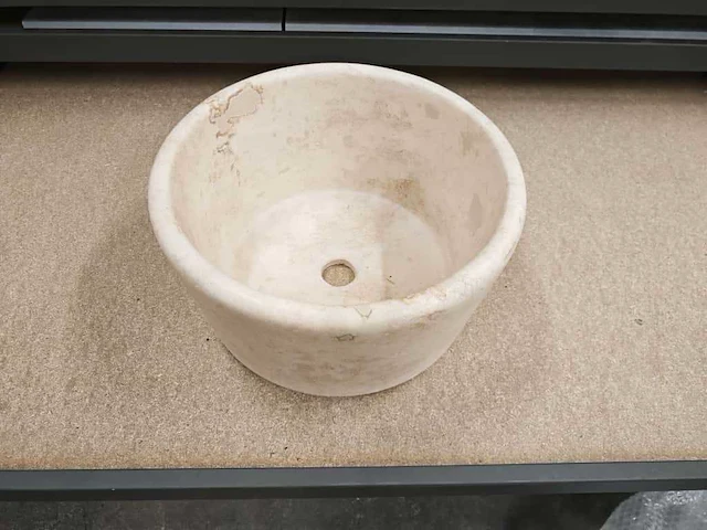 Natuursteen travertin beige waskom 40x21 cm - afbeelding 3 van  8