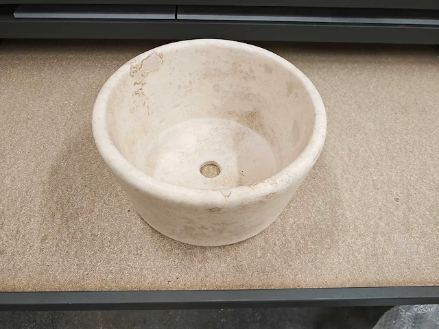 Natuursteen travertin beige waskom 40x21 cm - afbeelding 6 van  8
