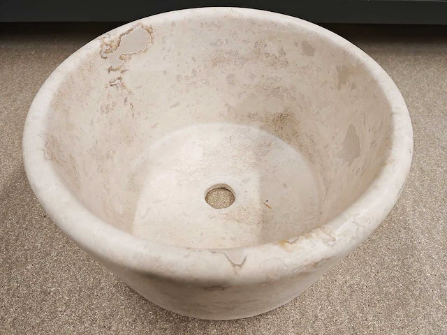Natuursteen travertin beige waskom 40x21 cm - afbeelding 7 van  8