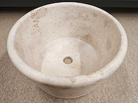 Natuursteen travertin beige waskom 40x21 cm - afbeelding 7 van  8