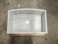 Natuursteen wit marmer wastafel 76x46x26 cm - afbeelding 1 van  6