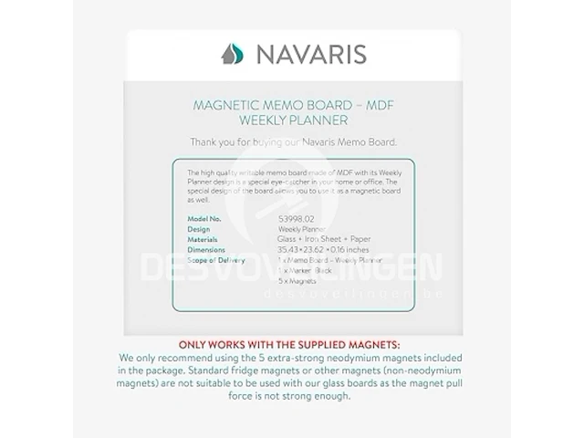 Navaris magnetische weekplanner - afbeelding 4 van  5