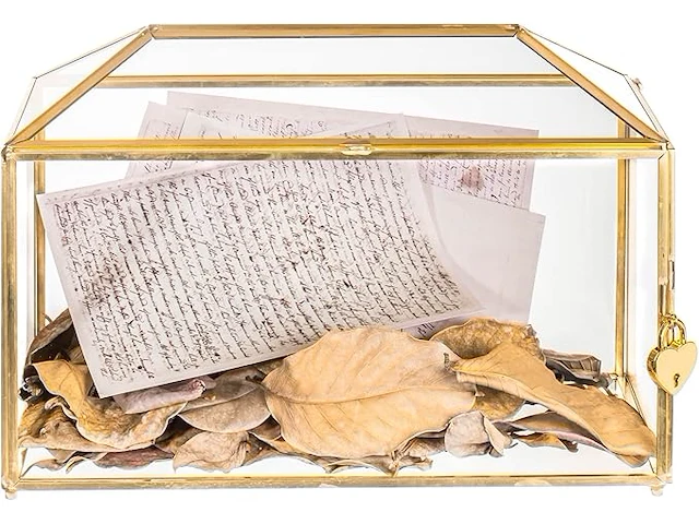 Ncyp 32x15x23cm geometrische glazen kaartdoos met slot - afbeelding 1 van  3