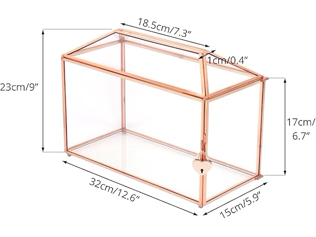 Ncyp 32x15x23cm geometrische glazen kaartendoos - afbeelding 2 van  3
