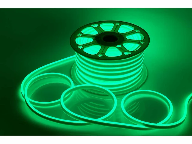 Neon led strip 50m – 8w/m – groen – ip65 waterdicht – gebruik binnen/buiten - afbeelding 1 van  5
