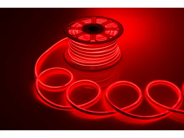 Neon led strip 50m – 8w/m – rood – ip65 waterdicht – gebruik binnen/buiten (x2) - afbeelding 1 van  4