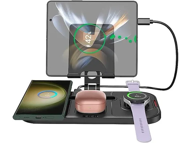 Neotrixqi draadloze oplader met digitale klok - afbeelding 1 van  6