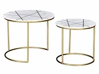 Nesting salontafels - marmer en metaal - wit en goud - afbeelding 5 van  9