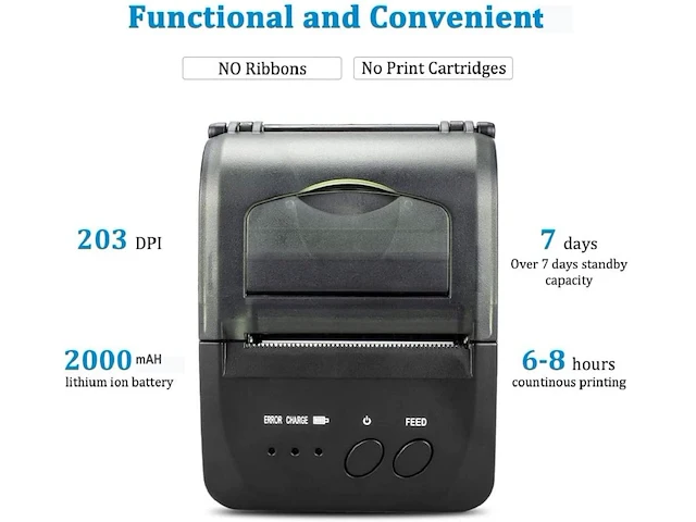 Netum draadloze bluetooth-bonprinter - afbeelding 3 van  4