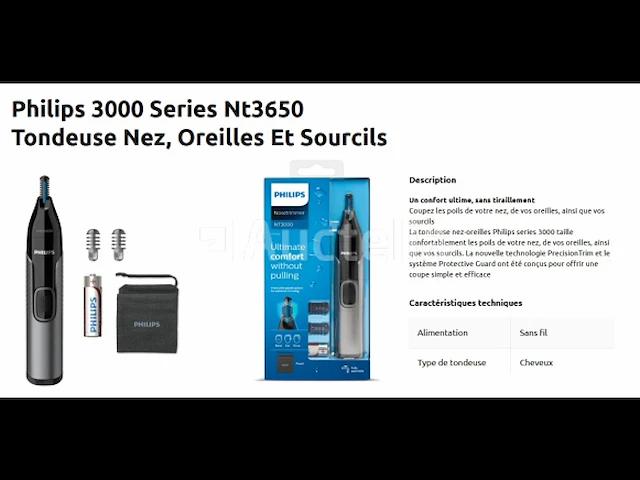 Neus-, oor- en wenkbrauwtrimmer philips series 3000 nt3650 - afbeelding 1 van  1