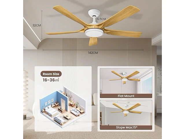 Newday plafondventilator (142 cm) - afbeelding 4 van  5