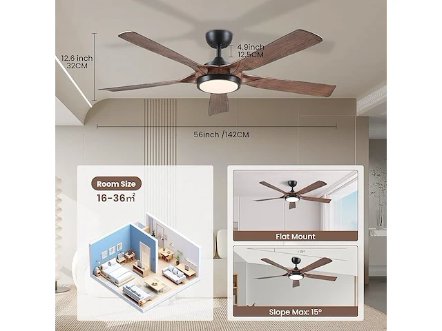 Newday plafondventilatoren (142cm) - afbeelding 4 van  5