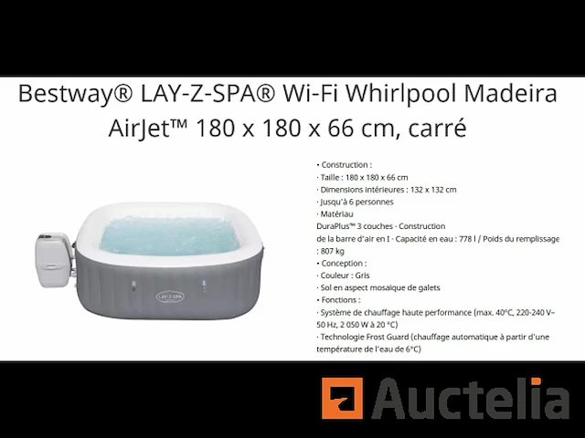 Nieuwe bestway lay-z-spa madeira airjet opblaasbare hot tub - afbeelding 2 van  2
